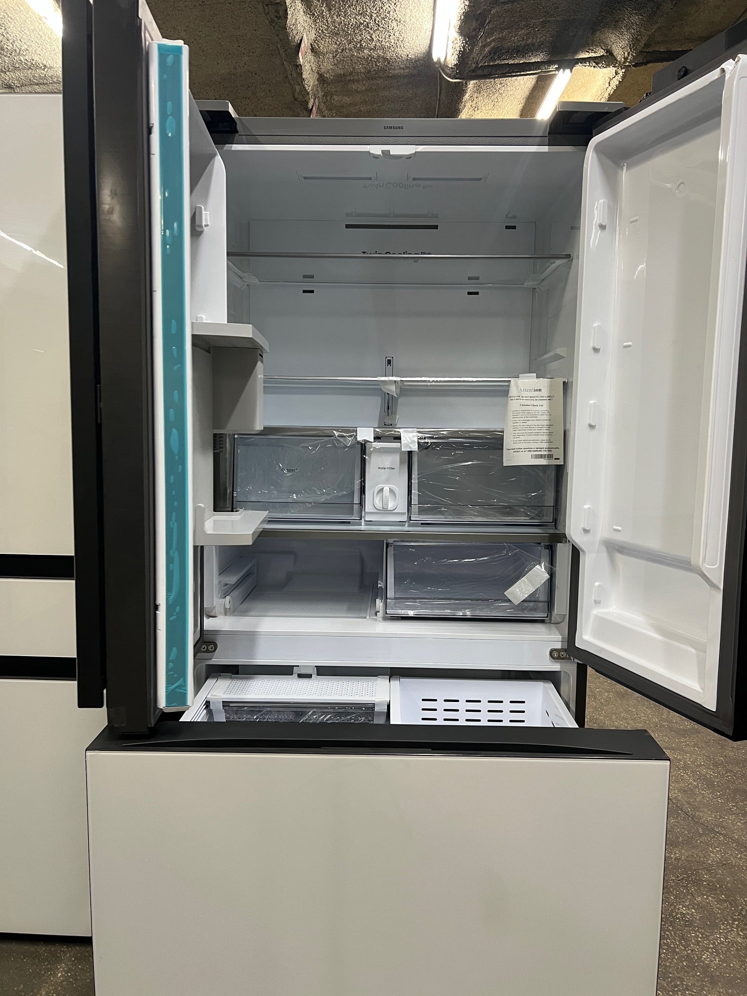 Samsung Bespoke 3-Door French Door Refrigerator Counter depth 24 cu. ft. with Tablet - White
